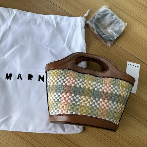 Marni Multicolor Woven Tote with Brown Accents - Picture 3 of 4